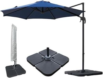 Jarder Milan Parasol Set - 3m - Aluminium Cantilever Garden Parasols with Base & Cover | 360° Rotation (Blue)