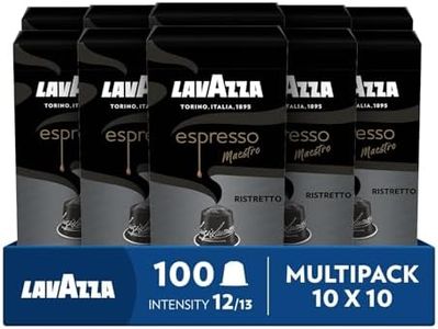 Lavazza, Espresso Maestro Ristretto, 100 Coffee Pods Compatible with Nespresso Machines, Chocolate&Caramel Notes, Arabica&Robusta, Intensity 12/13, Dark Roasting, 10 Packs of 10 Pods