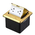 Pop Up Floor Electrical Outlet Box with 20 Amp Tamper-Resistant Receptacle, Slow Speed Bouncing Floor Outlet with Damping Device, Outlet Waterproof for Home Office, Gold