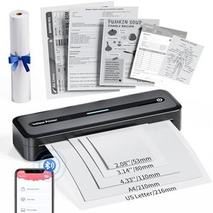 Imprimante Thermique - Imprimante Portable M832, 300 DPI Imprimante Bluetooth Petite et Compacte pour iPhone et Android, Imprimante Sans Encre, Prise en Charge de L'impression à Plusieurs Tailles