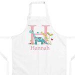 Personalised Kids Apron,Dinosaur Pink Apron, 2 sizes,Kitchen Gift, Cooking gift, Girl, Boy children's Toddler Apron (5-10 yrs) (2-4yrs)