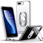 SHIELDS UP for iPhone 7 Plus Case, for iPhone 8 Plus Case with Stand, Phone Case Clear with Double Ring Holder【Adjustable & Fodable】 Shockproof Protective Cover for iPhone 8/7 Plus- Clear