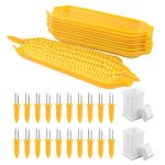 30 PCS Corn Cob Holders and Dish Set, Corn Cob Holders Corn Dishes and Butter Spreader Kits, Includes 20 Corn Cob Holders 8 Corn Dishes and 2 Butter Spreaders for Butter Corn