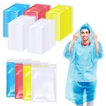 108 Pack Disposable Rain Ponchos for Adults Plastic Ponchos with Hood Raincoat Bulk for Men Women Camping Outdoor, Mixed Color, One Size