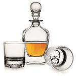 Godinger Skull Whiskey Decanter and Old Fashioned Whiskey Glasses, Skull Liquor Decanter Barware Set