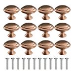 MengH-SHOP Cabinet Knob Round Door Knobs 30mm Mushroom Shape Pull Handle with Screws for Cabinet Wardrobe Drawer Cupboard 12 Pieces Red Copper