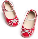 THEE BRON Girl's Toddler/Little Kid Ballet Mary Jane Flat Dress Shoes, Af336-red, 10 Toddler