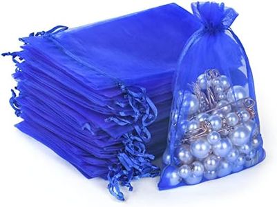 Aucuu 105PCS Bolsas de Organza, 10 x 15 cm, Bolsitas de Tela para Regalos, Bolsas con Cordón para Joyería, Cumpleaños, Navidad, Aniversario-Azul