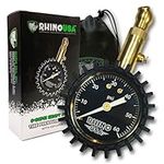 Rhino USA Heavy Duty Tyre Pressure Gauge (0-60 PSI) - Certified ANSI B40.1 Accurate, Large Glow Dial, 360 Swivel Head, Solid Brass Hardware - Car Tyre Pressure Gauge for Any Car, Truck, Motorbike, RV