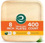 ECO SOUL Compostable 8 Inch Palm Leaf Square Plates (400 Count) Like Bamboo Plates | Biodegradable | Eco-Friendly, Microwave & Oven Safe