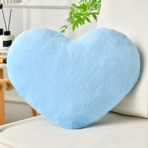 IREMATE Heart Pillow Blue Throw Pillows Decorative Pillows for Bed Couch Cute Faux Rabbit Fur Small Pillow for Women Valentine's Day Anniversary Fall Halloween Christmas Home Decor (Medium, 20"x15")
