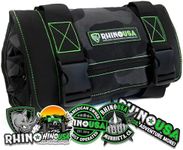 Rhino USA Tool Bag Roll - Heavy Duty Canvas Organizer Pouch for Tools - Ultimate Travel Tool Storage Kit for UTV, Car, Truck, 4x4 Offroad - Upgraded with Labeled & Removable Pouches - Secured for Life