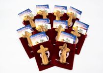 Olive Wood Caring/Holding Cross with Bag and Card (10, Grade A+ (Grain on Both Sides))