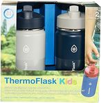 Thermoflask Stainless Steel Kids 14oz Straw Bottle 2pk HarborGrey,Denim