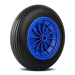 YAOBLUESEA Wheelbarrow Wheels Tires 3.50-8 ,Solid Rubber PU Puncture Proof Replacement Tyre for Wheelbarrows,Sack Trucks,Wheelbarrows,Garden Trolley Black&Blue