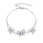 VONALA Butterfly Bracelet 925 Sterling Silver Butterfly Charm Link Bracelets Butterfly Jewellery Gift for Women Girls