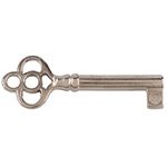 Nickel Plated Hollow Barrel Skeleton Key for Cabinet Doors, Dresser Drawers, Grandfather Clocks - Antique, Vintage, Old Furniture | KY-14