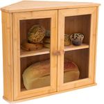 TAVIMOJO Corner Bread Box for Kitchen Countertop - Wooden Bamboo Breadbox Storage Container for Homemade Bread & Sourdough - Airtight Bread Holder Saver for Counter Shelf (Large, Double Layer)