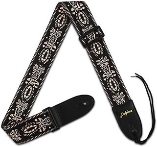 Dulphee Guitar Strap Vintage Printed Adjustable Polyester Shoulder Strap - Suitable for Bass, Electric & Acoustic Guitars