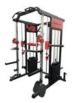 Strongway® Multi Gym Smith Machine with Weights 144KG Weight Stack Included - Multifunction Home Gym Dual Cable Pulley Dip Station Pull Up Bar Strength Training