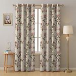 SPACES DRAPE STORY Premium Printed Blackout Curtain with Lining, Set of 2, 7Ft Door Curtains, Off White & Pink