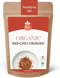 SPICY ORGANIC Crushed Red Pepper Flakes 5 lbs - Robust Chili Peppers Seasoning Spice - USDA Organic, Kosher, Non-GMO- Perfect for Pizza, Pastas, Salads, Sauces, Stews, Marinades and Pickled Vegetables
