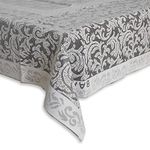 Kuber Industries Leaf Design Cotton Center Table Cover/Table Cloth for Home Decorative Luxurious 4 Seater, 60"x40" (White)