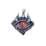 PAMTIER Men's Stainless Steel Hip Hop Vintage Longan Evil Eye Gothic Demon Skull Head Oxhorn Pendant Necklace with Chain