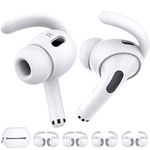 AhaStyle AirPods Pro 2 Ear Hooks【Added Storage Pouch】4 Pairs Anti-Slip Ear Covers Silicone Accessories Compatible with Apple AirPods Pro 2nd Generation 2022 (2 Large+2 Small, White)