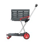 CLAX® The Original | Made in Germany | Multi use Functional Collapsible Carts | Mobile Folding Trolley | Shopping Cart with Storage Crate (Red)