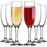 LAV Luxury Crystal Champagne Glasses Set of 6, 220ml 100% Lead Free Dishwasher Safe Flutes Glasses, Prosecco Glasses Flute, Wedding Flutes, Champagne Flutes Set of 6