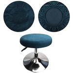 HuaLiSiJi Stool Covers Round Bar Stool Covers Velvet Round, Fabric is Soft and plush Washable Easy Care and Durable, for 12"-15.7"/30-40cm Round Stool Square Stool (1 PCS Peacock blue)