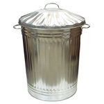 Small Medium Large 15L 60L 90L Litre Metal Galvanised Home Garden Bin Leaves Paper Wood Rubbish Dustbin Made in U. K. (Large 90L Silver Bin)