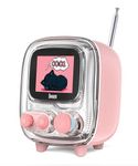 Divoom Tiivoo Retro Bluetooth Speaker，Additional FM Radio Function with Pixle Display Screem，Vintage Decor Suitble for Bedroom,table,outdoor,Pink