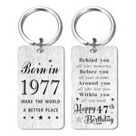 Gezxin Happy 47th Birthday Gifts for Women Men- 47 Year Yr Old Birthday Keychain for Him Her Male Female- Personalized 1977 Birthday Bday Presents for Man Woman