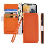 Tiyoo Flip Phone Case for iPhone 6/iPhone 6s, Premium Magnetic Wallet Case for Phone Protection, Lychee Pattern PU Leather with Card Slots & Wrist Strap,Shockproof Phone Cover for iPhone 6/6s, Orange