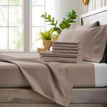 Bamboo Bay 6 Piece Queen Size Sheet Set, 100% Viscose Made from Bamboo, Breathable, Ultra Soft Cooling Bed Sheets for Hot Sleepers, Beddings with Deep Pockets Fit 16" Mattress, Sand Beige