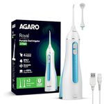 AGARO Royal Dental Flosser for teeth, 2 Nozzles, Portable, Cordless & Rechargeable,4 Cleaning Modes,IPX7 Waterproof with 200ml Watertank, Flossing at Home & Travel,Oral Flosser,Oral Irrigator