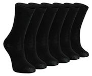 6 Multipack Childrens Plain School Socks | Boys & Girls | 3 Sizes | Cotton Rich Socks (11-14 Years, Black)