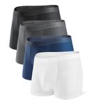 DAVID ARCHY Mens Underwear Dual Pouch Trunks with Support Ball Pouch Micro Modal Boxer Briefs for Men 4 Pack (L, Black/Dark Gray/Navy Blue/White)