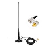 Bingfu Vehicle Mobile Ham Radio Antenna with Ground Planes Dual Band VHF UHF 136-174MHz 400-470MHz Magnetic Base Soft Whip Antenna PL259 Male Connector for Car Amateur Radio Marine VHF Radio