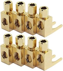 8 PCS Speaker Cable Connector, Hi-end Banana to Spade Adapter Plug Speaker Cable Wire Right Angle Spade Fork and Binding Post Connector HiFi Gold