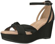 CL by Chinese Laundry Women's Devin Wedge Sandal, Black Suede, 8.5 M US