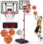 Basketball Hoop for Kids with Stand, Adjustable Height Basketball Hoop with Electronic Scoreboard and LED Light, Indoor Outdoor Backyard Sport Game Gifts Toys for 3 4 5 6 7 8