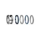 BERING Exchangeable Ring Set for Women in Silver and Blue with the Distinctive Twist and Change System, Symphony Set A