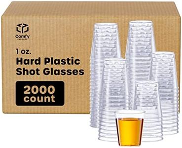 Comfy Package [Case of 2,000 1 oz. Clear Hard Plastic Shot Glasses - Disposable Shot Cups