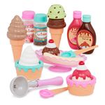 Play Circle by Battat – Sweet Treats Ice Cream Parlour Playset – Sprinkles, Cones, Spoons, Cups - Pretend Play Food Decorating Kit – Toy Frozen Dessert and Accessories for Kids 3 and Up (21 Pieces)