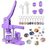Badge Maker 32+58mm 200 Sets Button Maker Machine, DIY Pin Badge Making Kit Badge Punch Press Machine with 10 Bottle Openers, 10 Key Rings, Moulds and Circle Paper Cutter Plastic KEYSAFER