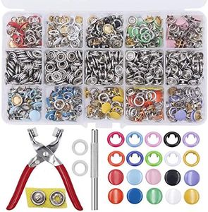 EuTengHao 804Pcs Snap Fasteners Tool Kit Hollow and Solid Metal Prong Snaps Buttons with Setting Tool for Clothing Crafting Sewing,Leather Snaps Buttons for Jeans Wears Bags(200 Sets,10 Colors,9,5mm)