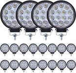 LED Work Lights for Truck,MUVKQC 20pcs 4.5Inch Round Light Pods,12/24V Spot Flood LED Lights Off-Road Fog Driving Roof Bar Fit for Vehicle ATV SUV UTV 4WD Boat Tractor,Hunters